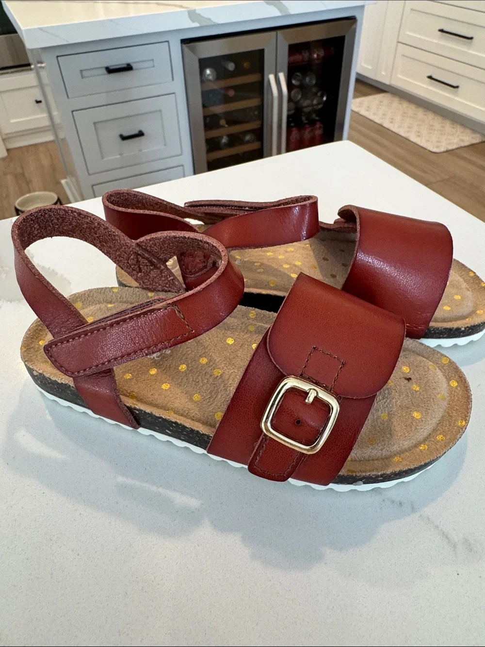 Cat & Jack Cognac Berdie Footbed Sandals, Toddler Girls' Size 10